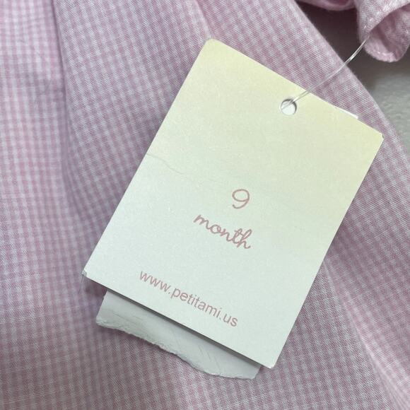 Petit Ami Gingham Smocked Dress Pink Girls Size 9 Months NEW WITH TAGS - Picture 7 of 9